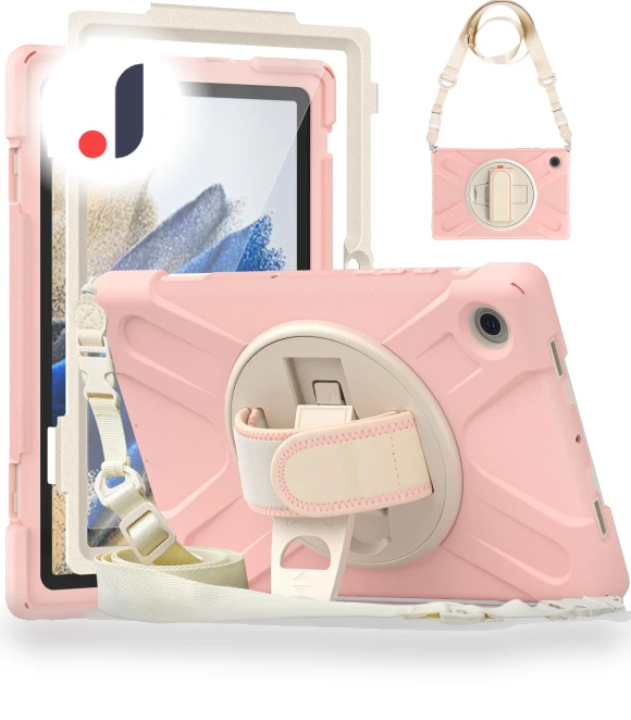 Rotary Kickstand PC+Silicone Tablet Case with Hand Strap — Protective Cases, Smartwatch 2025
