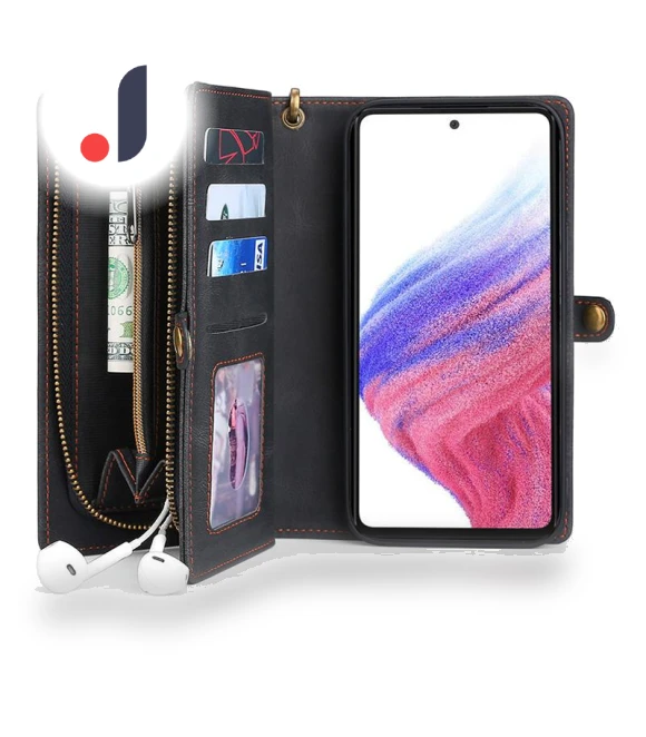 Detachable Magnetic Cover Zipper Wallet PU Leather Phone Case — Flip Cases, Smartwatch 2025