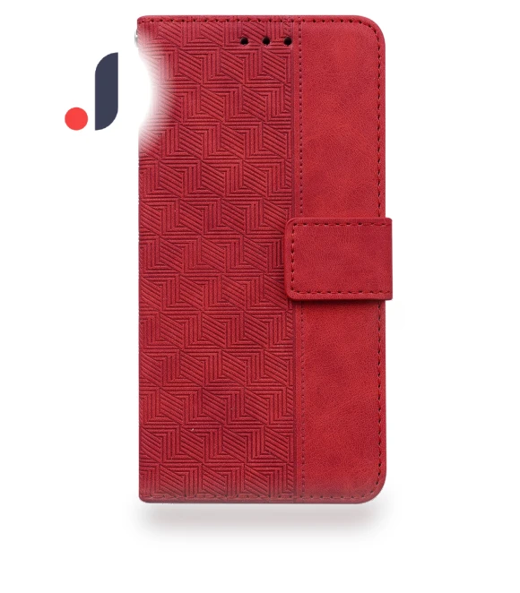 Geometry Imprinting PU Leather+TPU Phone Case Wallet Stand Cover with Hand Strap — Phone Accessories, Smartwatch 2025