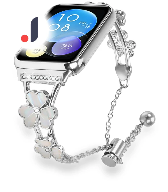 Heart Clover Silver Zinc Alloy Metal Strap — Bands, Samrtwatch Bands Straps