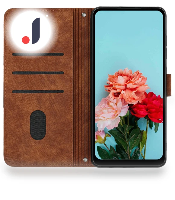 Imprinted Lines Leather Phone Cover with Folding Stand — Phone Accessories, Samrtwatch Bands Straps