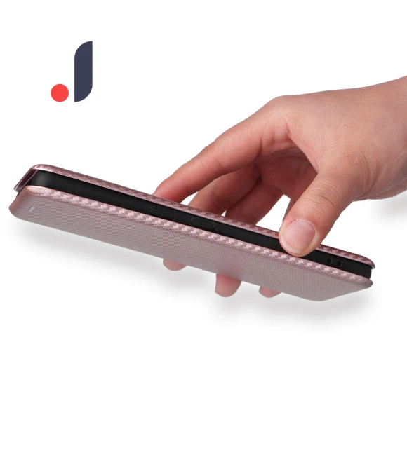 PU Leather Carbon Fiber Texture Cover with Card Holder Stand — Phone Accessories, Smartwatch 2025