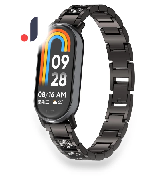 Rhinestone Decor 3-Bead Stainless Steel Band — Bands, Smartwatch 2025