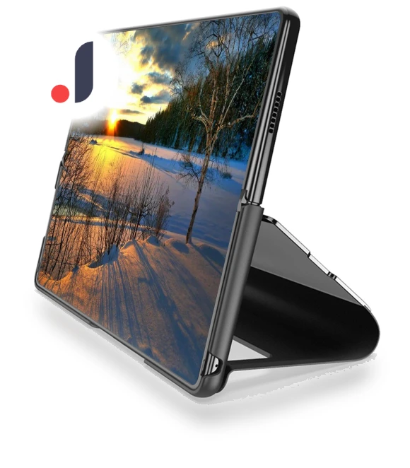 View Window PU Leather Case with Stand and Mirror — Phone Accessories, Smartwatch 2025