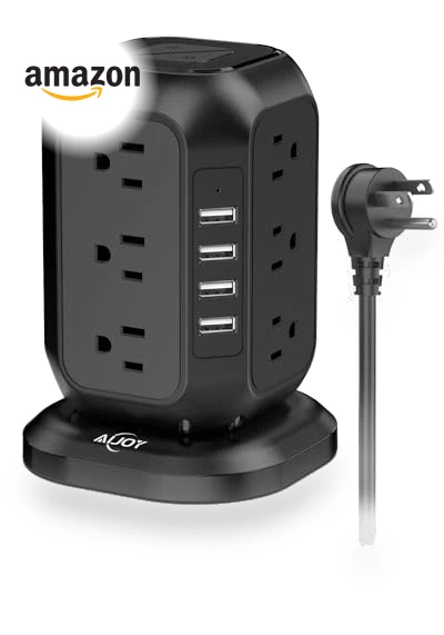 Power Strip Tower with USB Ports — Power Solutions & Surge Protection, AiJoy