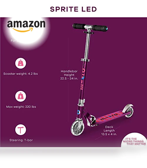Sprite LED 2-Wheeled Kick Scooter — Push Scooters, Micro