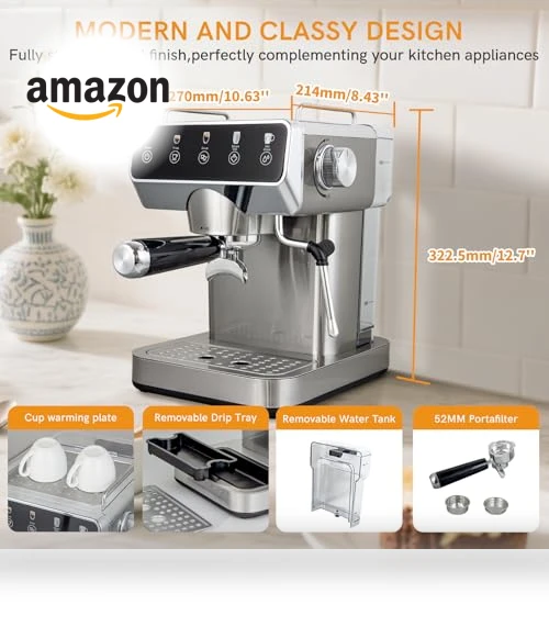 Stainless Steel Espresso Coffee Machine with Milk Frother — Coffee & Espresso Combos, ChefAidPower