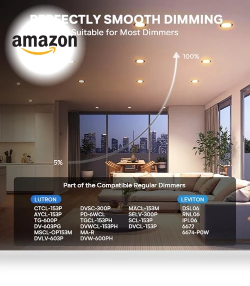 6 Inch LED Recessed Ceiling Light — Close To Ceiling, LVWIT