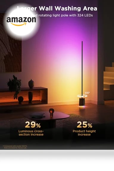 RGBICWW LED Floor Lamp with Bluetooth Speaker and White Noise — Standing Lights, Govee
