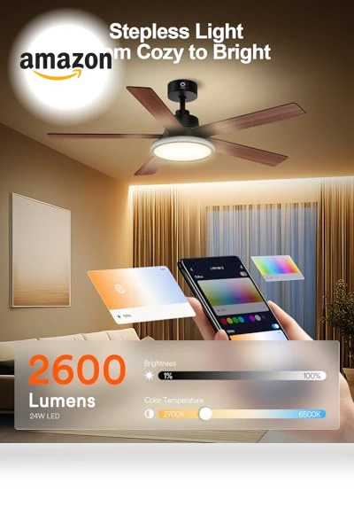 Smart Ceiling Fan with Lights — Ceiling Fan Wall Controls, Lumary