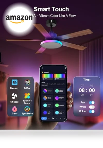 Smart Ceiling Fan with Lights — Ceiling Fan Wall Controls, Lumary