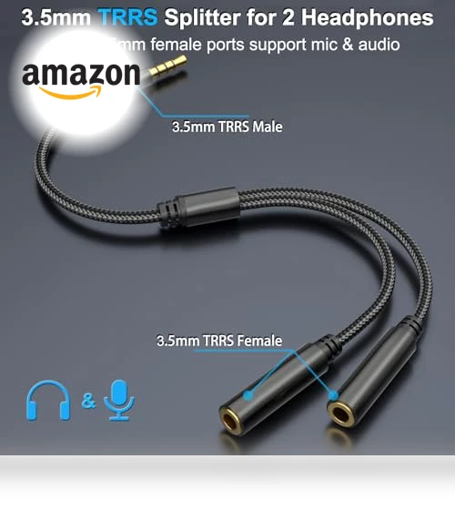 TRRS Splitter for 2 Headphones — Adapters, IIISOGNO