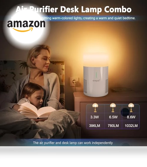 HEPA Air Purifier with Desk Lamp — Activated Carbon Air Purifiers