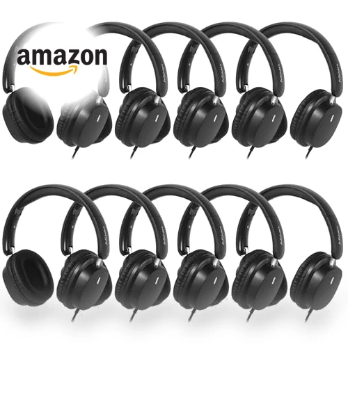 Kids Headphones 10-Pack for School Bulk Set — In-Ear Headphones, A+ Scholars