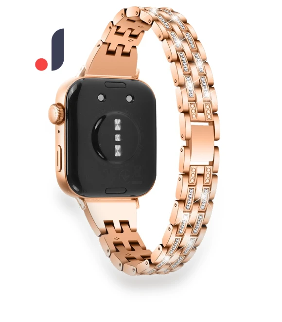 Metal Band Rhinestone Decorated Smart Watch Wrist Strap — Bands, Smartwatch 2025