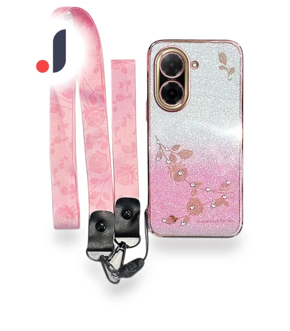Flower Pattern TPU Gradient Phone Cover with Lanyards — Phone Accessories, Smartwatch 2025