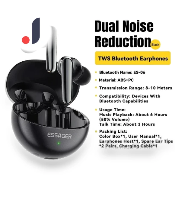 Wireless Earbuds with Dual Noise Cancellation — In-Ear Headphones, ESSAGER