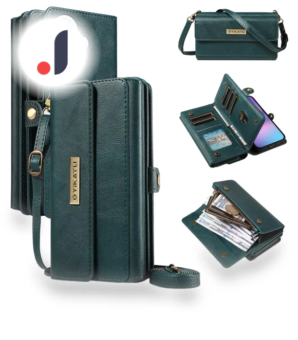 Zipper Wallet Leather Phone Cover with Shoulder Strap — Flip Cases, YIKATU