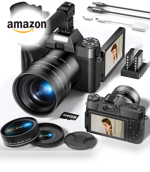 6K 64MP Digital Camera with WiFi & Microphone — Camcorder, FLATIC