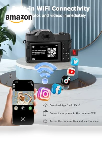 6K 64MP Digital Camera with WiFi & Microphone — Camcorder, FLATIC