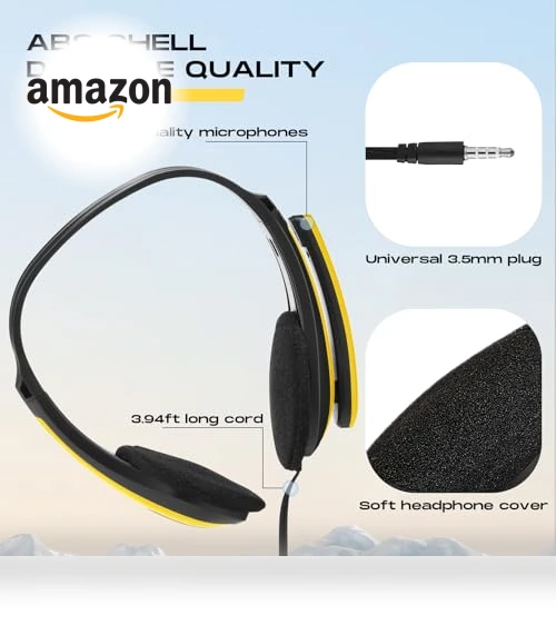 Classroom Headphones with Microphone — Over-Ear Headphones, Yunsailing
