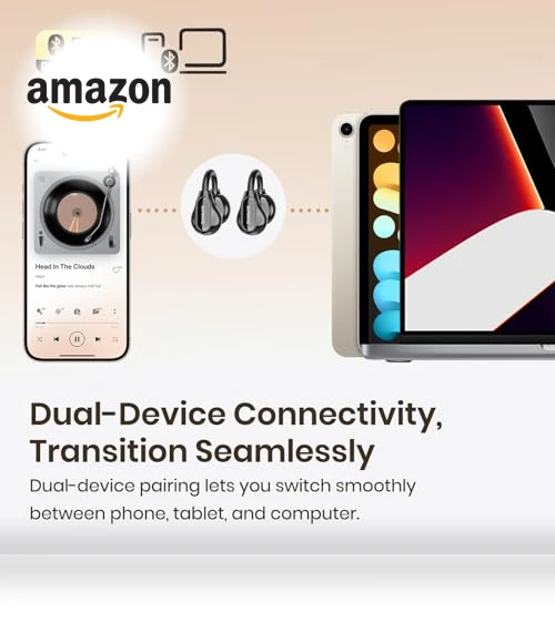 Clip On Earbuds Bluetooth 5.4 Wireless Earbuds Open Ear Bone Conduction Headphones — In-Ear Headphones, SIAWAG