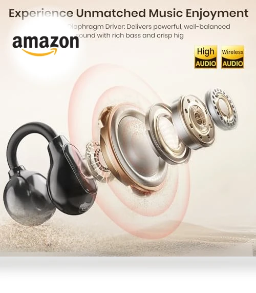 Clip On Earbuds Bluetooth 5.4 Wireless Earbuds Open Ear Bone Conduction Headphones — In-Ear Headphones, SIAWAG