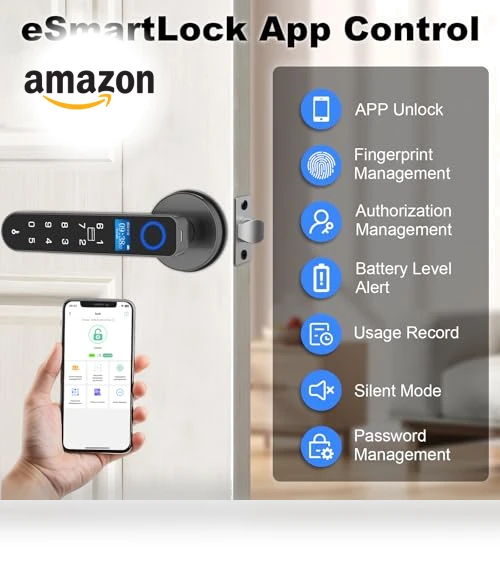 Fingerprint Handle Door Lock — Smart Home Security, eLinkSmart