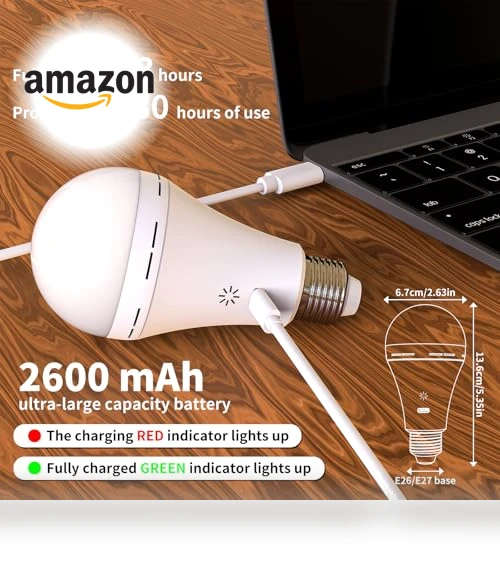 Rechargeable Light Bulb With Remote Control — LED, BOBOPAI