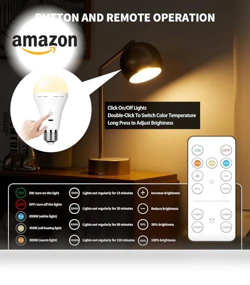 Rechargeable Light Bulb With Remote Control — LED, BOBOPAI