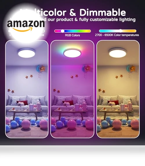 Smart Ceiling Light with Remote — Overhead Lighting, KYFGDLA