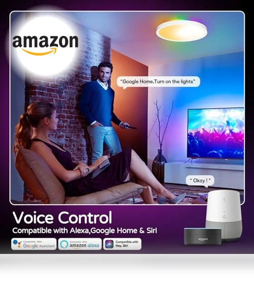 Smart Ceiling Light with Remote — Overhead Lighting, KYFGDLA