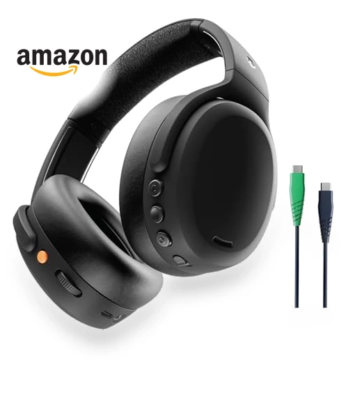 Wireless Over-Ear Bluetooth Headphones with Multi-Sensory Bass and Charging Cable — Over-Ear Headphones, Skullcandy