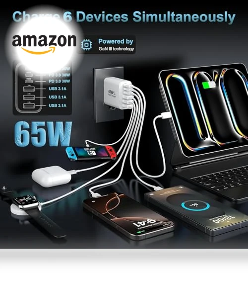 65W 6-Port USB C Wall Charger — Chargers, Shenzhen Xihuida Electronics Co., Ltd.