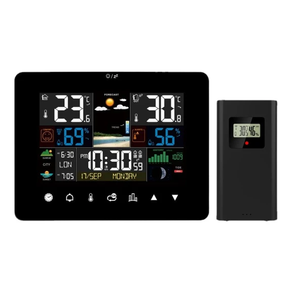 Touchscreen Weather Station Wall Clock — Weather Monitoring Clocks, Elegant Living House