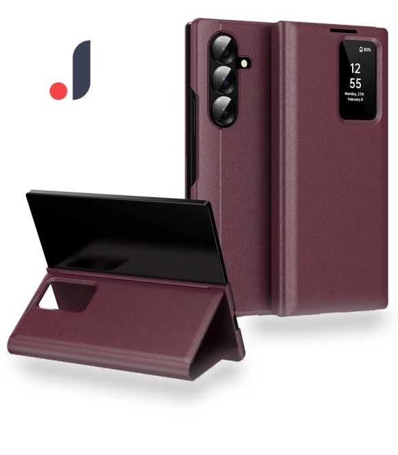 Leather Phone Cover with Card Holder and Smart View Window — Phone Accessories, Smartwatch 2025