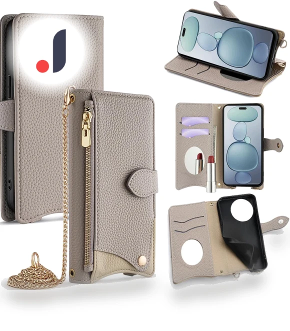 Leather Case Wallet Stand Cover with Chain Strap — Phone Accessories, Smartwatch 2025