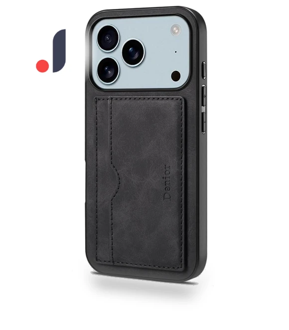 Leather Phone Back Cover with Card Holder and Kickstand — Phone Accessories, DENIOR