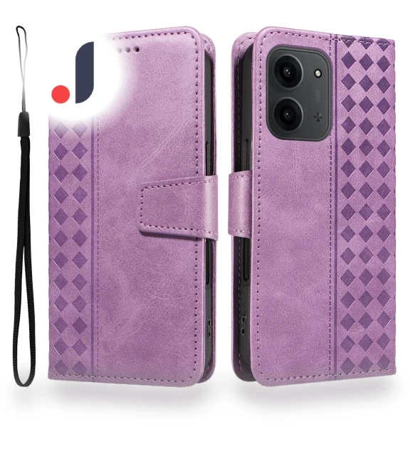 Leather Wallet Stand Case with Grid Embossing — Phone Accessories, Smartwatch 2025
