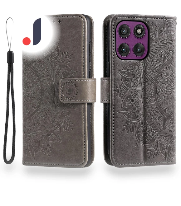 Stand Case Imprinted Totem PU Leather Wallet Phone Cover with Wrist Strap — Phone Accessories, Smartwatch 2025