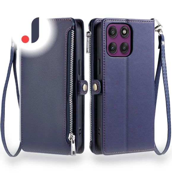 TPU+PU Leather Wallet Phone Cover with Wrist Strap — Basic Cases, Smartwatch 2025