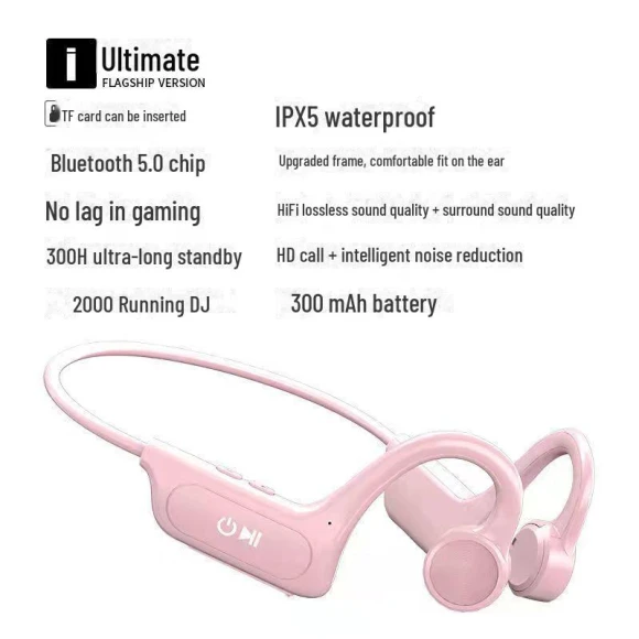 Waterproof Wireless Bluetooth Headset with Bone Conduction and Memory Card Slot — Bluetooth Headsets, AI Supermarket
