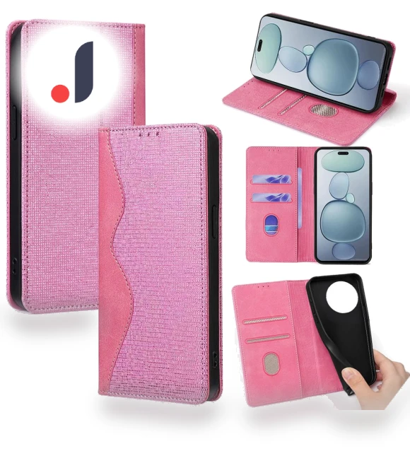 Wave Shape RFID Blocking PU Leather Wallet Stand Phone Cover — Phone Accessories, Smartwatch 2025