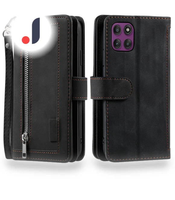Zipper Wallet PU Leather Phone Cover with Wrist Strap — Basic Cases, Smartwatch 2025