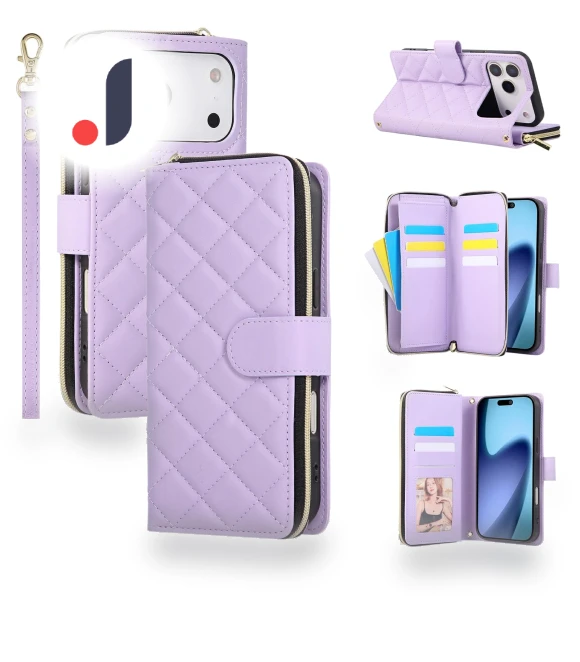 Zipper Wallet Rhombus PU Leather Crossbody Phone Cover — Phone Accessories, Smartwatch 2025
