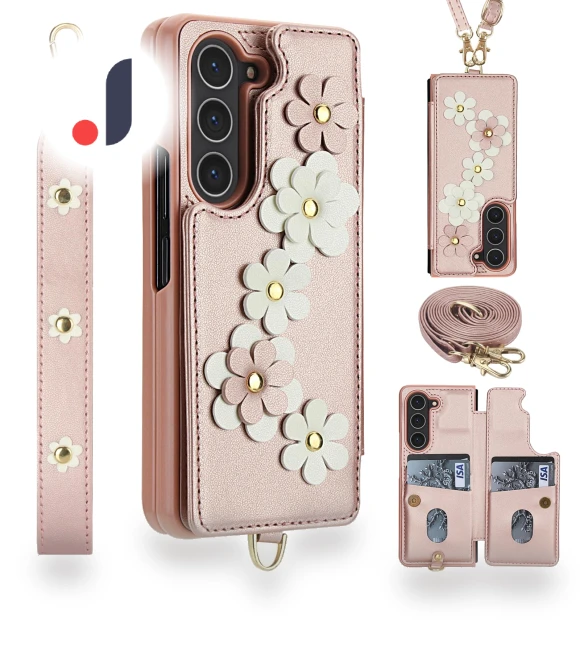 Leather Coated TPU Flower Phone Cover with 2 Straps — Phone Accessories, Smartwatch 2025