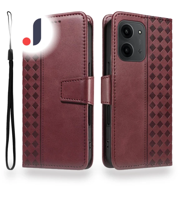 Leather Wallet Stand Case with Mesh Embossing — Phone Accessories, Smartwatch 2025