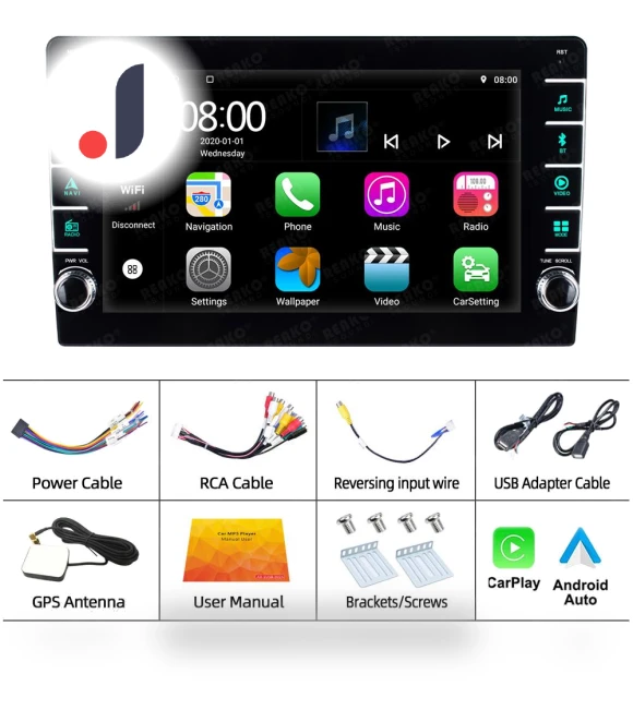 8-inch Wireless CarPlay Android Auto Car Multimedia Player — Stereo Receivers, Reakosound