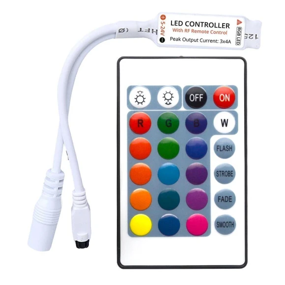 Mini 24-key RGB LED strip with IR remote control — LED Strips, HVIERO