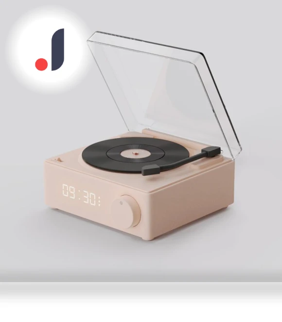 Retro Vinyl Wireless Bluetooth Speaker Alarm Clock — Portable Sound Systems, Mango Event